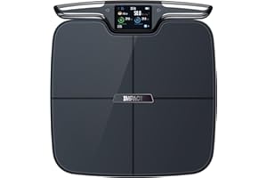 IMPACT - AT YOUR CORNER Bascula Grasa Corporal y Muscular Profesional - Impedancimétrica, Análisis Corporal 56 Parámetros con 8 Electrodos, Precisión 0,05 kg, App iOS/Android, Conexión Bluetooth y WiFi - Balanza Precision