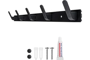 Sevenpers Coat Hooks Wall Mounted, Door Hangers with 5 Hooks, Black Coat Hooks for Wall, Heavy Duty Wall Coat Rack, Door Hooks for Hanging Clothes, Coats, Hats, Towels, Bags, Robes, Purses