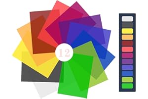 WEINIDASI 12 pièces Film de Couleur Gel Film Filtre Couleur, Film Filtre Couleur Transparent Filtre Correction Couleur, Film pour Lampe projecteur Photo Studio Stroboscope LED, Matériaux d'artisanat