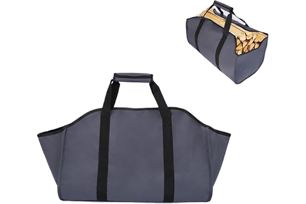 BEISUOSI Sac de transport pour bois de cheminée, porte-bûches, extra large, durable, poêle à bois, bûches, camping, aménagement paysager, gris, L, Moderne