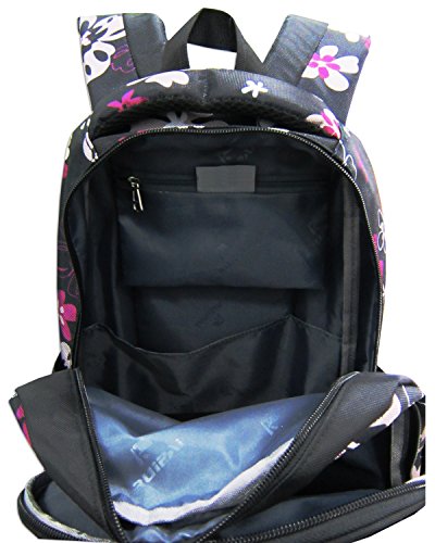 Sac à Dos Scolaire Ecole Sacs Scolaires Fille Garçon (Noir + Rose rouge)