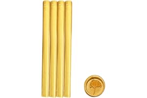 SAIZONE 4 sztuki pistoletów do klejenia, wosk do pieczęci, 11 mm, wosk do uszczelniania w stylu retro, vintage, pieczęć woskowa, pieczęć, zaproszenia ślubne, koperty (złote)