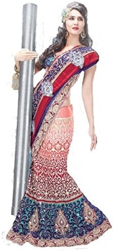 Triveni Indian Women's Traditional Sarees n Designer Chiffon Dhupian Wedding Lehenga Sari - Tsmh6209