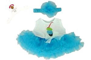 Teddy Bear Clothes Tutu Dress Headband fits Most Build a Bear By Build Your Bears Wardrobe (Blue)