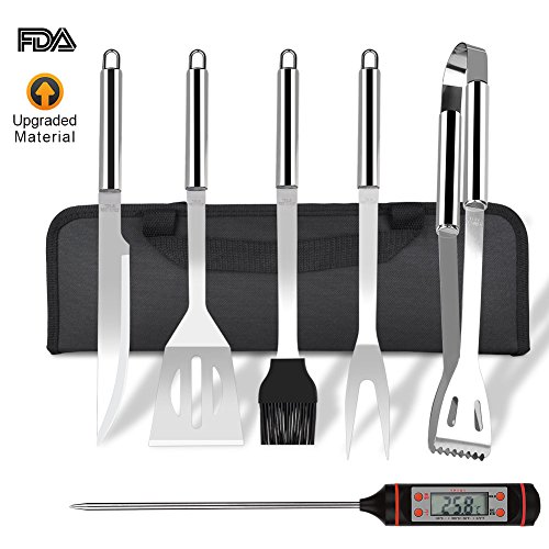 Yunshangauto Grillbesteck Set,BBQ Grillzubehör,6 Stück Barbecue Edelstahl Utensilien Zubehör gehören…