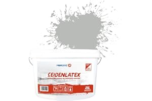Farbklecks24 Seidenlatex Color 2,5L Grau 7-0 Latexfarbe grau, abwaschbare Wandfarbe, Küchenfarbe, Badfarbe