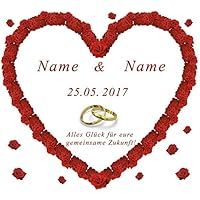 Hochzeitsherz zum Ausschneiden für das Brautpaar * personalisiert mit den Vornamen und dem Hochzeitsdatum für das Hochzeitsspiel * auch zur Hochzeitsdekoration und als Überraschung zur Hochzeit