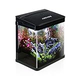 nano aquarium 【Ecological Filtration System】Im Filtertank eingebauter Filter mit hochwirksamer Filterbaumwolle. Die Filterung an der Oberseite kann feine Verunreinigungen effektiv filtern und die Wasserqualität reinigen.