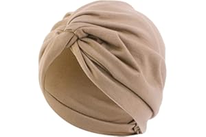 DJC BOUTIQUE Chemo Headwear Headwrap Scarf Beanie Hat Women Stretch Knot Front Turban Olive Green