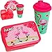 Produktbild alles-meine.de GmbH Set: XL - Brotdose + Coffee to Go Becher - Flamingo - Vögel - inkl. Name - BPA frei - mit extra Einsatz / 3 Herausnehmbare Fächer - Lunchbox Bento Box - Mehrw..