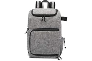 LEEMASING Grand sac à dos pour accessoires d'appareil photo - Sac à dos - Pour femme et homme - Pour la photographie en plein air - Pour la randonnée, les voyages, gris, L, tendance
