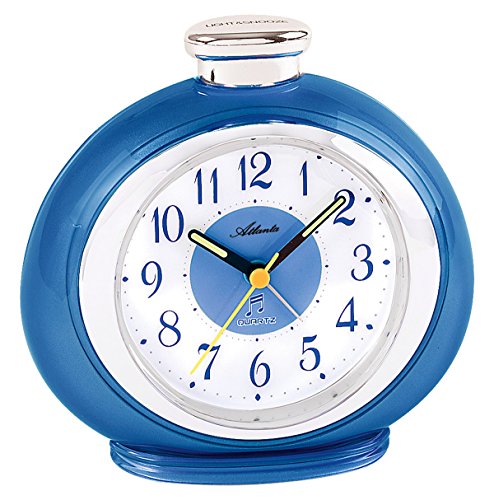 Atlanta Kinderwecker Blau Analog ohne Ticken mit Musik Licht Snooze - 1946-5