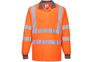 Portwest Langarm Warnschutz Polo Shirt, Größe: L, Farbe: Orange, S277ORRL