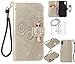 Produktbild für iPhone X Hülle, Glitter Strass Bling Eule Ledertasche Muster Weich PU Schutzhülle für iPhone X Flip Cover Wallet Case Tasche Handyhülle mit Lanyard Strap Stand Function Magnetverschluss Etui Schale Credit Card Slots Bookstyle Purse Design Handytasche Lederhülle Schutz Hüllen mit für Apple iPhone X +Schlüsselanhänger(U) (6)
