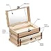 French Vanilla Natrual Wooden Jewlery Box with Mirror