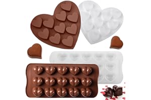 SHAO HUA Lot de 4 moules en silicone pour chocolat, en forme de cœur, avec 10/15 cavités, anti-adhésif, pour la cuisine, les chocolats, les accessoires de pâtisserie, la Saint-Valentin, les mariages ou les