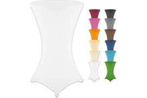 ‎GRÄFENSTAYN Gräfenstayn® Stretch Stehtischhusse Diana mit Öko-Tex Siegel, Verstärkung im Fußbereich, 40°C Maschinenwäsche in vielen Farben und Größen Ø60-65cm / Ø70-75cm / Ø80-85cm (Weiß, Ø60-65cm)