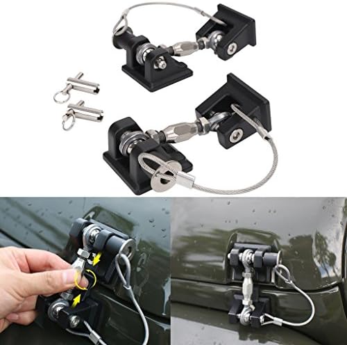 Silver Steel Locking Hood Engine Lock Catch Latches and KEY for Jeep Wrangler JK 2007-2017 (black, Standard)