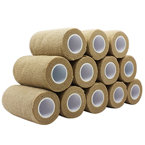 COMOmed - Vendaje médico microporoso y cohesivo, venda de crepé autoadhesiva, vendaje envolvente veterinario para caballos, caucho natural, 10 cm x 4,5 m