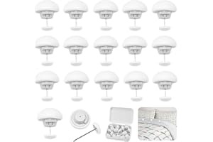 VCRANONR 16 Pcs Mushroom Duvet Clips Non Slip Duvet Cover Clips Comforter Quilt Holder Fixator Duvet Pins to Keep Duvet in Place Duvet Cover Clips with Box for Curtains Blanket Bed Mattress Covers