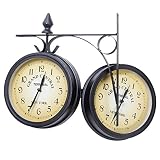 Bahnhofsuhr zweiseitige Wanduhr Wohnzimmer wetterfest Uhr Retro Antik Stil Garten Uhr Küchenuhr Quartz Bürouhr GRAND CENTRAL Uhr