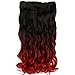 Neverland Beauty 55cm 7Pcs 16 Clips Clip in Triple Ombre Three Tone Synthetic Curly Wavy Hair Extensions Brown Black to Dark Red to Red