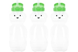 Yanmis 3-pack Björnhalmkopp, 230 Ml Söt Björnmugg med Fällbart Lock och Sugrör, återanvändbar Transparent Drickskopp för Kall