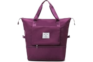 crazy bean Borsone da Viaggio Pieghevole Borsa da Viaggio Impermeabile Grande Capacità Borsone Palestra Borsa Sportiva Tote Gym per Donna e Uomo(Fucsia)