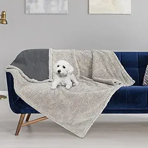 Pawsse Waterproof Pet Snuggle Blanket, Dog Puppy Cat Fleece Sherpa Throws Cushion Mat for Car Seat Furniture Protector Cover Medium 50