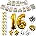 Price comparison product image 16th Birthday Decorations - 24 Pcs All-in-One Set 16th Birthday Balloons, Happy Birthday Banner, Latex Balloons, Star Balloon, Pom poms - 16th Birthday Party Supplies for All Adults(Age 16)