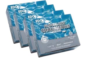 EDG by AQUALUX INTERNATIONAL Cartouches Floculantes Piscine - 4 x 1kg - Anti Impuretés Spécial Eau Trouble pour Filtres à Sable - 8 Sachets de 125g par Boite - A Placer dans Le Skimmer - Les 4 Boites