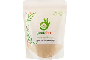 ‎GOODFARM GoodFarm Bio Aloe Vera Pulver 500g - Premium Qualität, Zertifiziert Bio | Hervorragend für die Hautpflege geeignet | Vegan | Ayurveda