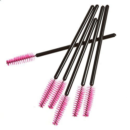 TOOGOO(R)50pcs Disposable Eyelash Brush Cosmetic Makeup Tool Fuchsia