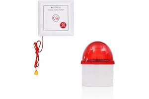 Retekess TH103P Sistema de Alarma, Sistema de Llamada de Emergencia, Distancia de Trabajo de 200 m, IP54 Luces y Timbres Doble Alarma, Llamada de Cuerda SOS, para Mayores, Minusválidos