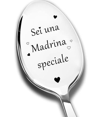 Cucchiaio Personalizzato Per Madrina, Regalo Battesimo O Richiesta Madrina, Acciaio Inossidabile, Inciso Al Laser - 3
