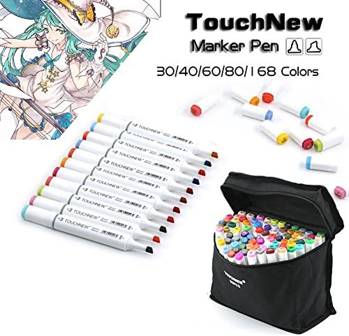 Colours Dual Tips Sketch Twin Marker Pens With Storage Pouch Bag For Artist Painting Coloring Work (80 colours)