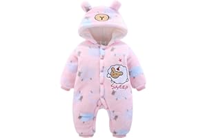 JIAMY Bebé Capucha Mono Franela Invierno Mameluco Infantil NiñOs NiñA Oveja Dibujos Animados Pijama Trajes (Rosado, 59)