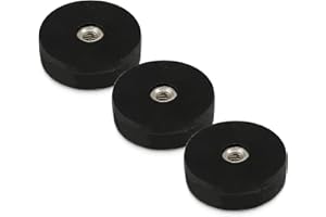 MVT GMBH [3 Stück] Neodym Magnete Gummiert 22mm 5,5KG Stark - Gummi Magnet Scheibe mit M4 Innengewinde Bohrung - Für Schrauben, Haken, Öse