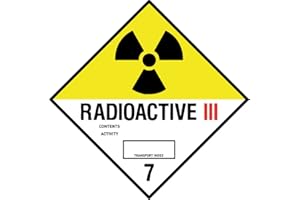 CHICBANNERS Hazard Warning Stickers Radioactive 3 Transport 7 COSHH HACCP Hazchem CLP Chip symbol Warning Safety Sign Self Adhesive Gloss Sticker 125mm x 125mm