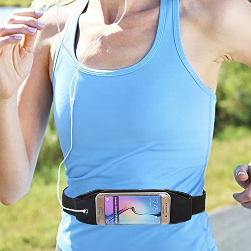 Marsupio Running, Alfort Cintura Corsa / Marsupio Sportivo per Run / Escursionismo / Bicicletta / Viaggi per Samsung Galaxy A5 2017 / A3 2017 / S7 / S7 Edge, iPhone 8 / 7 / 6S / 6, Huawei, Sony Perfetta Connessione Cuffie ( 5,7 inch Nero )