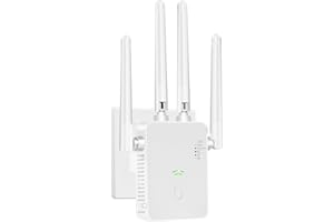 AENXWA WiFi Extender Signal Booster for up to 6,000 m² and 60 Devices, Long Range WLAN Amplifier and Ethernet Port, Access Point, 1 Button Setup
