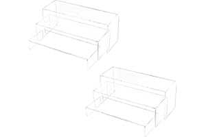 XCVBNM 6 Pcs Clear Acrylic Display Stands,3-Tier Acrylic Risers for Funko Pop Figures Display Jewelry Showcase Shelf, Cupcake Dessert Stand, Collections Products Display Shelf（2 set large）