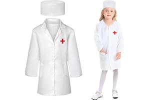 PNPGDYK Kit Dottore per Bambino, 2 Pezzi Costume da Medico per Bambini, Camicia Dottore Giocattoli Costume Cosplay Giochi Unisex Accessori da Dottore Regalo per Bambino 3 4 5 Anni