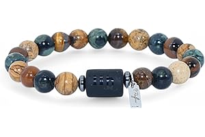 Raffici Zodiac Sign Constellation Gemstone Bracelet Personalized Stretch Bracelet with Natural Healing Stones Anxiety Relief Birthday Christmas Gift for Men and Women