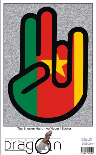 The Shocker Hand - Laptop Notebook Skin Sticker Cover Art Decal - 210x144 mm black Outline with Flag - Cameroon