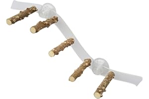 kowaku Suction Cup Wood Perch Toy Window and Shower Perch Toys Cage Accessories Parrot Playstand for Cockatiel Lovebird Budgie, style C