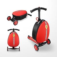 Ferrari Equipaje Maleta Patinete Scooter niños de 3 a 7 años tres ruedas Plegable Escúter altura ajustable Carga máxima 50 kg Rojo
