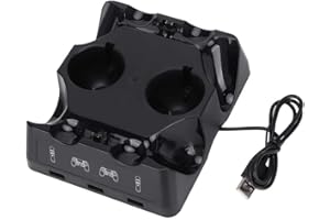 Lazmin Station d'accueil pour Chargeur, Chargeur Multifonctionnel pour Manette/Move/VR à Quatre Stations de Chargement avec Coussinets antidérapants, Design Ergonomique