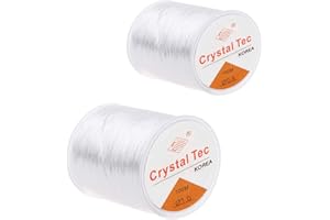 KINDPMA 2PCS Fils Elastique Transparent pour Bracelets 1mm/0,8mm Fil Elastique pour Bracelet Resistant Fil de Perles en Nylon Élastique Extensible pour DIY Bracelet Perles Collier Bijoux