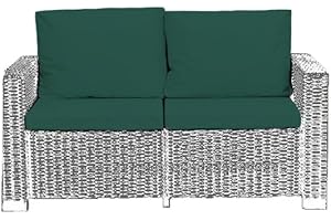 CRESCENT TEXTILE Rattan Furniture Cushion Waterproof Outdoor Seat Pad For Rattan Garden Furniture Chair Cushion Padding Patio 2, 3 or 4 Seater Comfy Set Sofa Cushions Pads Removable Cover (4 Pc Green 2 Seater)